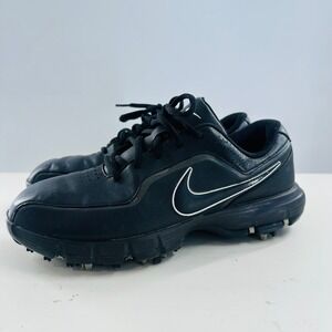 Nike Golf Shoes TPC Power Channel Black Leather Spiked Size US 7‎